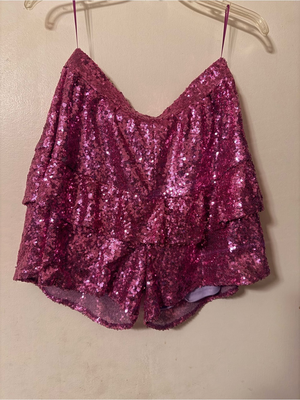 1.4.3. Story by Line Up Pink Sequin Tiered Ruffle Skorts